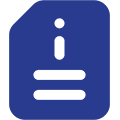 Document icon with information symbol, blue.
