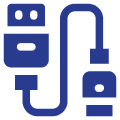 Blue USB cables on a black background.